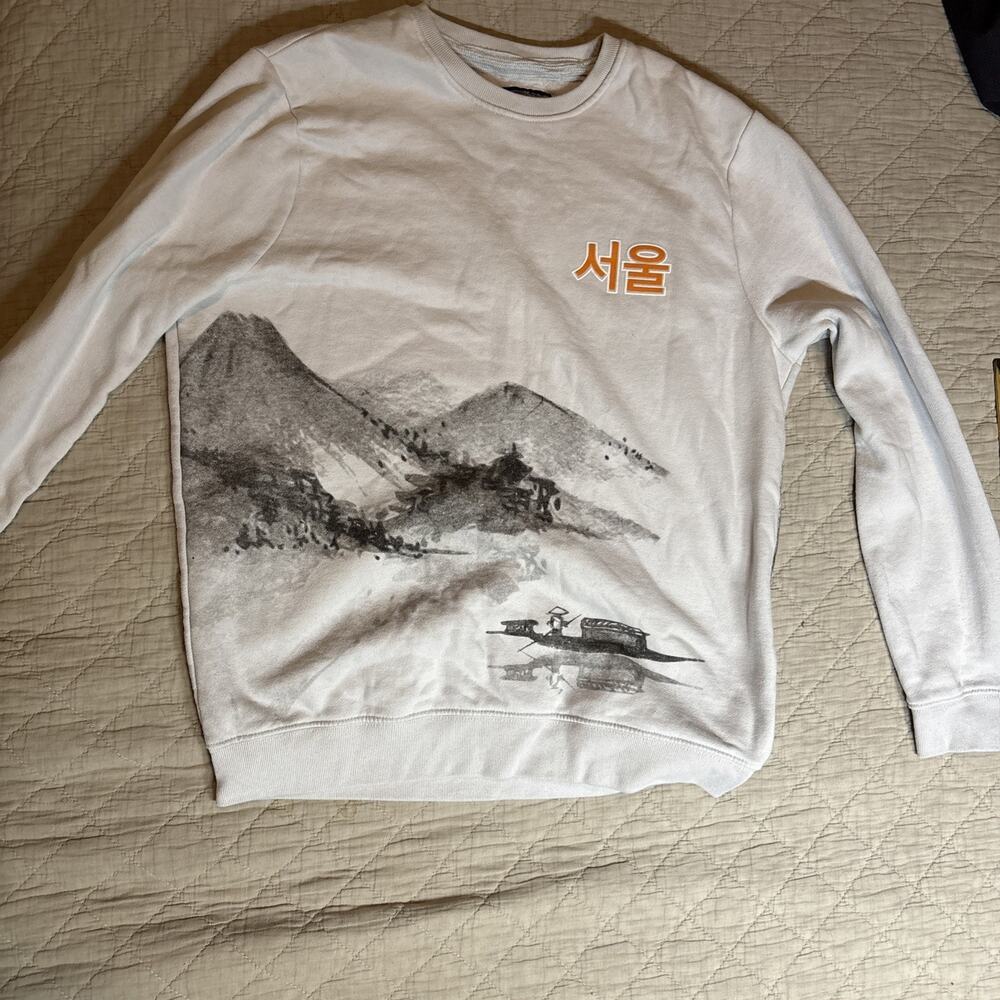 Blind Rooster‎ Mens SZ Small Gray Crewneck Sweatshirt Tokyo Japan NY Campus